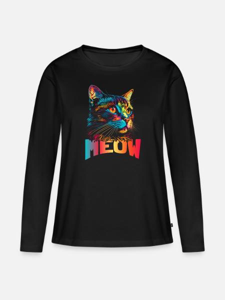 Meow katze - Ekologisk långärmad premium-T-shirt dam - svart