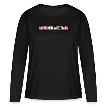 NRW Nordrhein Westfalen - Frauen Premium Bio Langarmshirt - Schwarz - Vorne - Julia (174cm)