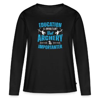 Arc de tir à l’arc - T-shirt manches longues Premium bio Femme - noir - Devant - Julia (174cm)