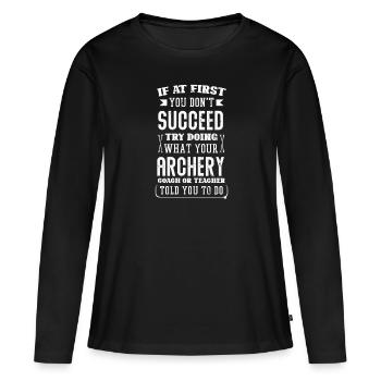 Arc de tir à l’arc - T-shirt manches longues Premium bio Femme - noir - Devant - Julia (174cm)