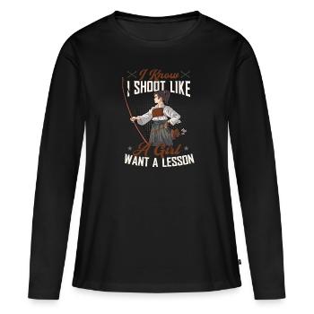 Arc de tir à l’arc - T-shirt manches longues Premium bio Femme - noir - Devant - Julia (174cm)