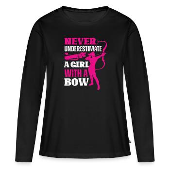 Arc de tir à l’arc - T-shirt manches longues Premium bio Femme - noir - Devant - Julia (174cm)