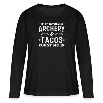 Arc de tir à l’arc - T-shirt manches longues Premium bio Femme - noir - Devant - Julia (174cm)