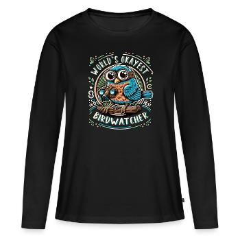 Le meilleur ornithologue du monde Okay Birdwatcher - T-shirt manches longues Premium bio Femme - noir - Devant - Julia (174cm)