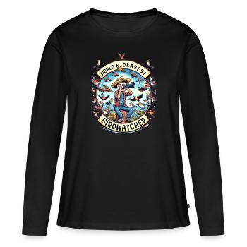 Le meilleur ornithologue du monde Okay Birdwatcher - T-shirt manches longues Premium bio Femme - noir - Devant - Julia (174cm)