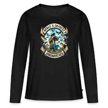 Le meilleur ornithologue du monde Okay Birdwatcher - T-shirt manches longues Premium bio Femme - noir - Devant - Julia (174cm)