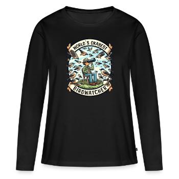 Le meilleur ornithologue du monde Okay Birdwatcher - T-shirt manches longues Premium bio Femme - noir - Devant - Julia (174cm)