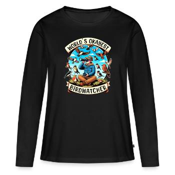 Le meilleur ornithologue du monde Okay Birdwatcher - T-shirt manches longues Premium bio Femme - noir - Devant - Julia (174cm)
