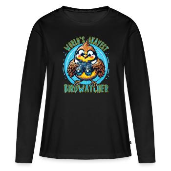 Le meilleur ornithologue du monde Okay Birdwatcher - T-shirt manches longues Premium bio Femme - noir - Devant - Julia (174cm)