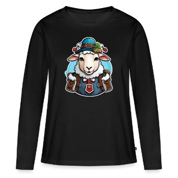 Lederhosen / Animal / Traditional costume / Tradition / Sheep - Women's Premium Organic Long Sleeve Shirt - black - Front - Julia (174cm)