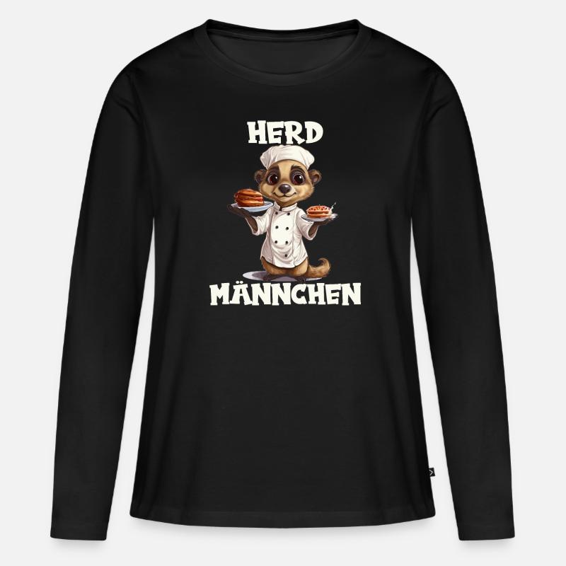 Erdmännchen kochen Koch Kochmütze Herdmännchen - Frauen Premium Bio Langarmshirt - Schwarz