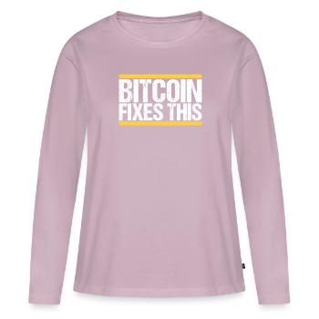 Bitcoin Fixes this - Women's Premium Organic Long Sleeve Shirt - dusky pink - Front - Julia (174cm)