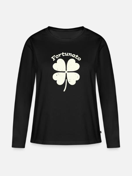Fortunato Emblem Distressed Four-Leaf - Women's Premium Organic Long Sleeve Shirt - black