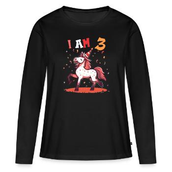 J'ai 3 ans Chevaux Cheval 3ème anniversaire - T-shirt manches longues Premium bio Femme - noir - Devant - Julia (174cm)