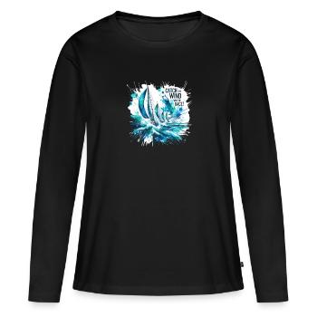 Voilier Régate Mer - T-shirt manches longues Premium bio Femme - noir - Devant - Julia (174cm)