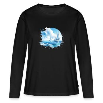 Course de régates avec des voiliers - T-shirt manches longues Premium bio Femme - noir - Devant - Julia (174cm)