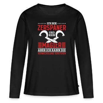 Zerspaner mein Handwerk beherrsche ich meisterhaft - Frauen Premium Bio Langarmshirt - Schwarz - Vorne - Julia (174cm)