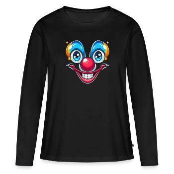 Karnevalsfreude pur Clownsgesicht für den Spaß - Frauen Premium Bio Langarmshirt - Schwarz - Vorne - Julia (174cm)
