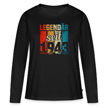 Jahrgang 1943, Legendär seit 1943, Geburtstag - Frauen Premium Bio Langarmshirt - Schwarz - Vorne - Julia (174cm)
