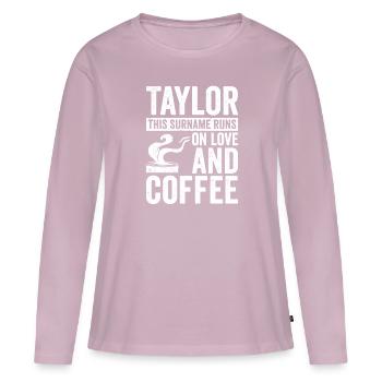 Taylor Coffee Bean Family Team Gift Idea - Women's Premium Organic Long Sleeve Shirt - dusky pink - Front - Julia (174cm)