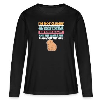 I'm Not Clumsy The Floor Hates Me Foolish Capybara - Women's Premium Organic Long Sleeve Shirt - black - Front - Julia (174cm)