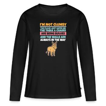 I'm Not Clumsy The Floor Hates Me Foolish Donkey - Women's Premium Organic Long Sleeve Shirt - black - Front - Julia (174cm)
