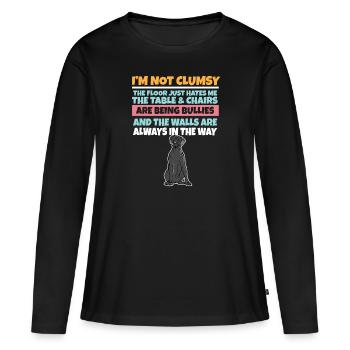 I'm Not Clumsy The Floor Hates Me Foolish Dog - Women's Premium Organic Long Sleeve Shirt - black - Front - Julia (174cm)