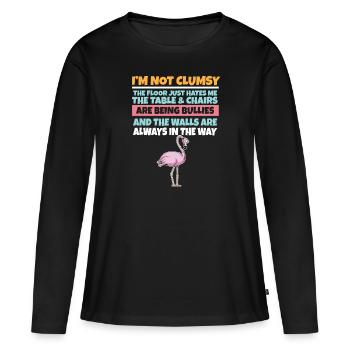 I'm Not Clumsy The Floor Hates Me Foolish Flamingo - Women's Premium Organic Long Sleeve Shirt - black - Front - Julia (174cm)
