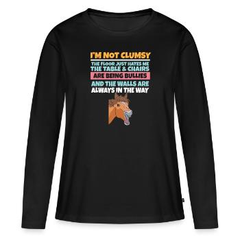 I'm Not Clumsy The Floor Hates Me Foolish Horse - Women's Premium Organic Long Sleeve Shirt - black - Front - Julia (174cm)