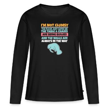 I'm Not Clumsy The Floor Hates Me Foolish Manatee - Women's Premium Organic Long Sleeve Shirt - black - Front - Julia (174cm)