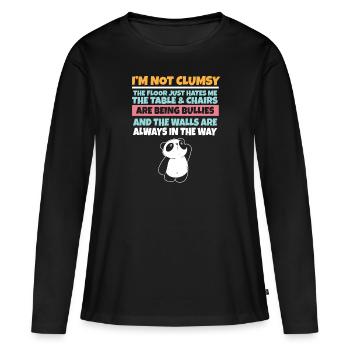 I'm Not Clumsy The Floor Hates Me Foolish Panda - Women's Premium Organic Long Sleeve Shirt - black - Front - Julia (174cm)