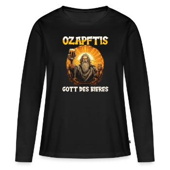 Buveur de bière Amateurs de bière Boire de l’alcool Bière de fête - T-shirt manches longues Premium bio Femme - noir - Devant - Julia (174cm)