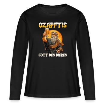 Buveur de bière Amateurs de bière Boire de l’alcool Bière de fête - T-shirt manches longues Premium bio Femme - noir - Devant - Julia (174cm)