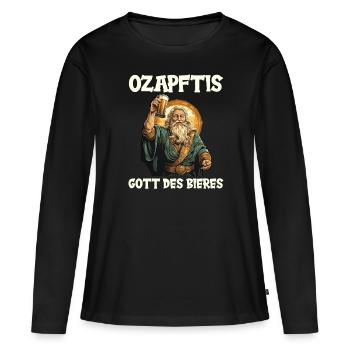 Buveur de bière Amateurs de bière Boire de l’alcool Bière de fête - T-shirt manches longues Premium bio Femme - noir - Devant - Julia (174cm)
