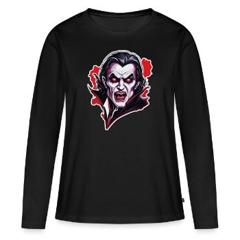 Vampir / Dracula / Blutsauger / Halloween / Mythos - Frauen Premium Bio Langarmshirt - Schwarz - Vorne - Julia (174cm)
