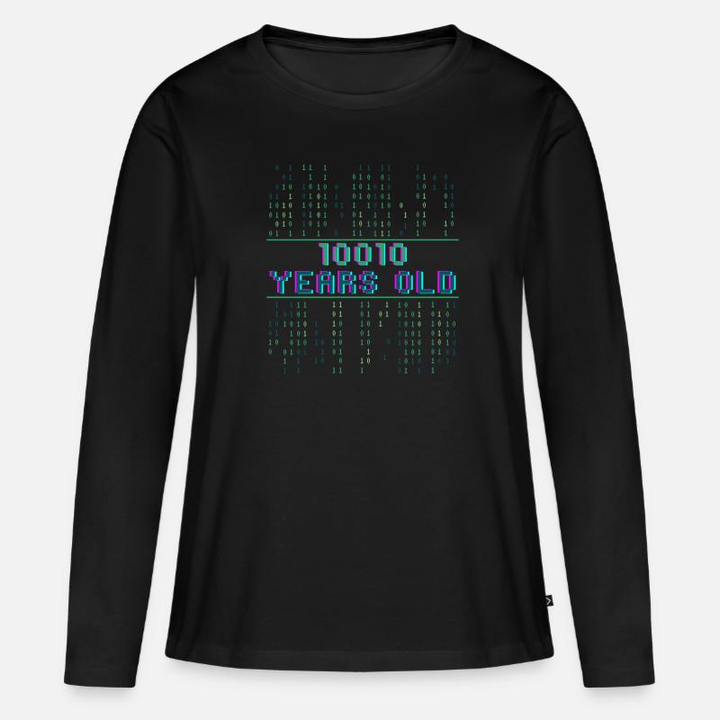 18. Geburtstag 18 Jahre alt Binärcode Coder - Frauen Premium Bio Langarmshirt - Schwarz