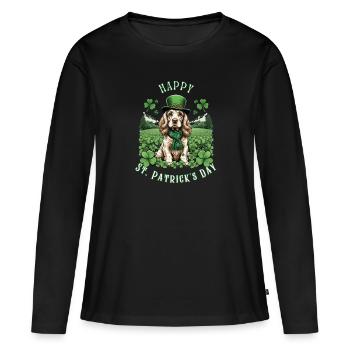 Irish Setter St. Patrick's Day Green Hat Pup - Frauen Premium Bio Langarmshirt - Schwarz - Vorne - Julia (174cm)