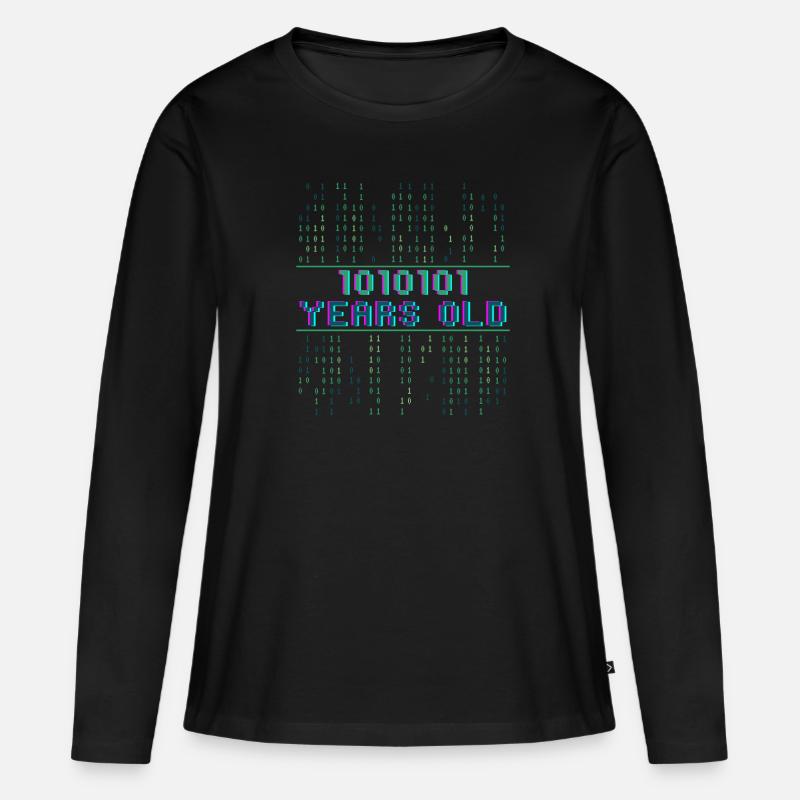 85e anniversaire 85 ans codeur de code binaire - T-shirt manches longues Premium bio Femme - noir