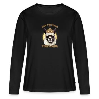 Motif royal de lama dramatique - T-shirt manches longues Premium bio Femme - noir - Devant - Julia (174cm)