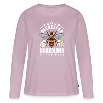 Apiculteur Heartbeat Nid d’abeille Amour Pollinisation - T-shirt manches longues Premium bio Femme - rose poudré - Devant - Julia (174cm)