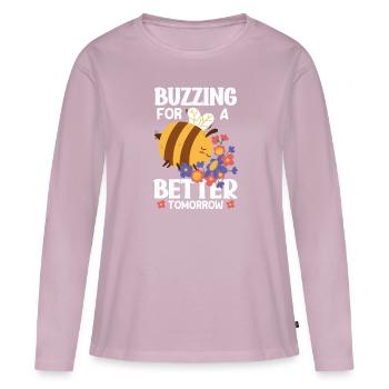 Apiculteur Heartbeat Nid d’abeille Amour Pollinisation - T-shirt manches longues Premium bio Femme - rose poudré - Devant - Julia (174cm)