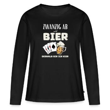 Vingt de réduction et de la bière - T-shirt manches longues Premium bio Femme - noir - Devant - Julia (174cm)