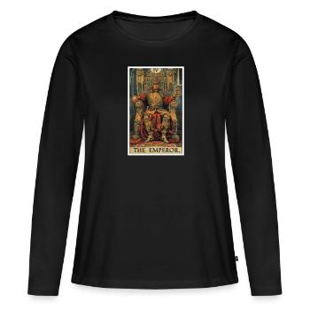 Carte de tarot L’Empereur Le Souverain - T-shirt manches longues Premium bio Femme - noir - Devant - Julia (174cm)