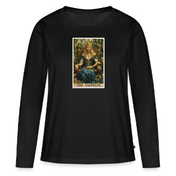 Carte de Tarot L’Impératrice Le Souverain - T-shirt manches longues Premium bio Femme - noir - Devant - Julia (174cm)