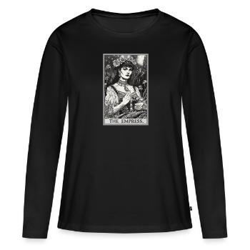 Carte de Tarot L’Impératrice Le Souverain - T-shirt manches longues Premium bio Femme - noir - Devant - Julia (174cm)
