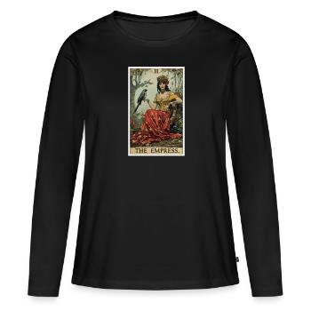 Carte de Tarot L’Impératrice Le Souverain - T-shirt manches longues Premium bio Femme - noir - Devant - Julia (174cm)