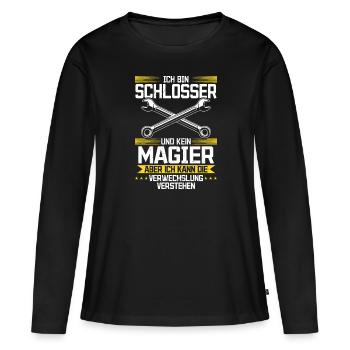 Je suis un serrurier et non un magicien - T-shirt manches longues Premium bio Femme - noir - Devant - Julia (174cm)