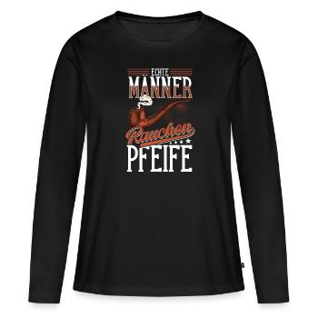 Pipe, Fumeurs, Vrais Hommes, Fumeurs De Pipe - T-shirt manches longues Premium bio Femme - noir - Devant - Julia (174cm)