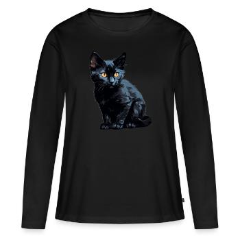 Chat de Bombay Bombay Katze - T-shirt manches longues Premium bio Femme - noir - Devant - Julia (174cm)