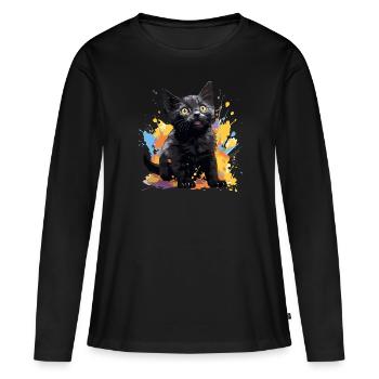 Chat de Bombay Bombay Katze - T-shirt manches longues Premium bio Femme - noir - Devant - Julia (174cm)